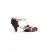 Lilith Vintage Flapper T-Straps Wide (Black/Silver)