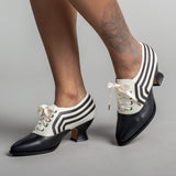 Bernadette Edwardian Oxfords Wide (Ivory/Black)