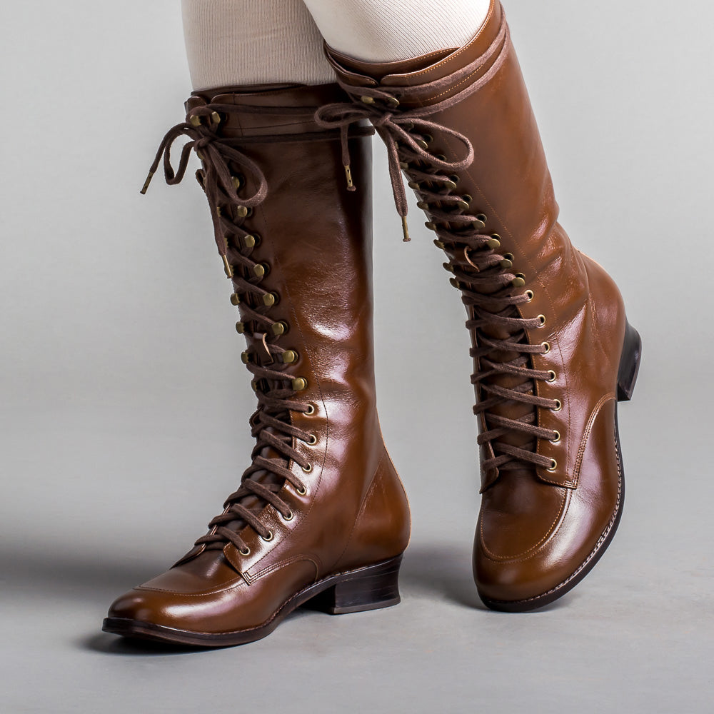 Bessie Women's Vintage Aviator Boots (Black) – American Duchess
