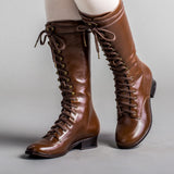 Bessie Vintage Aviator Boots (Brown)