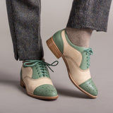 Gladys Vintage Cap Toe Oxfords (Sage/Buff)