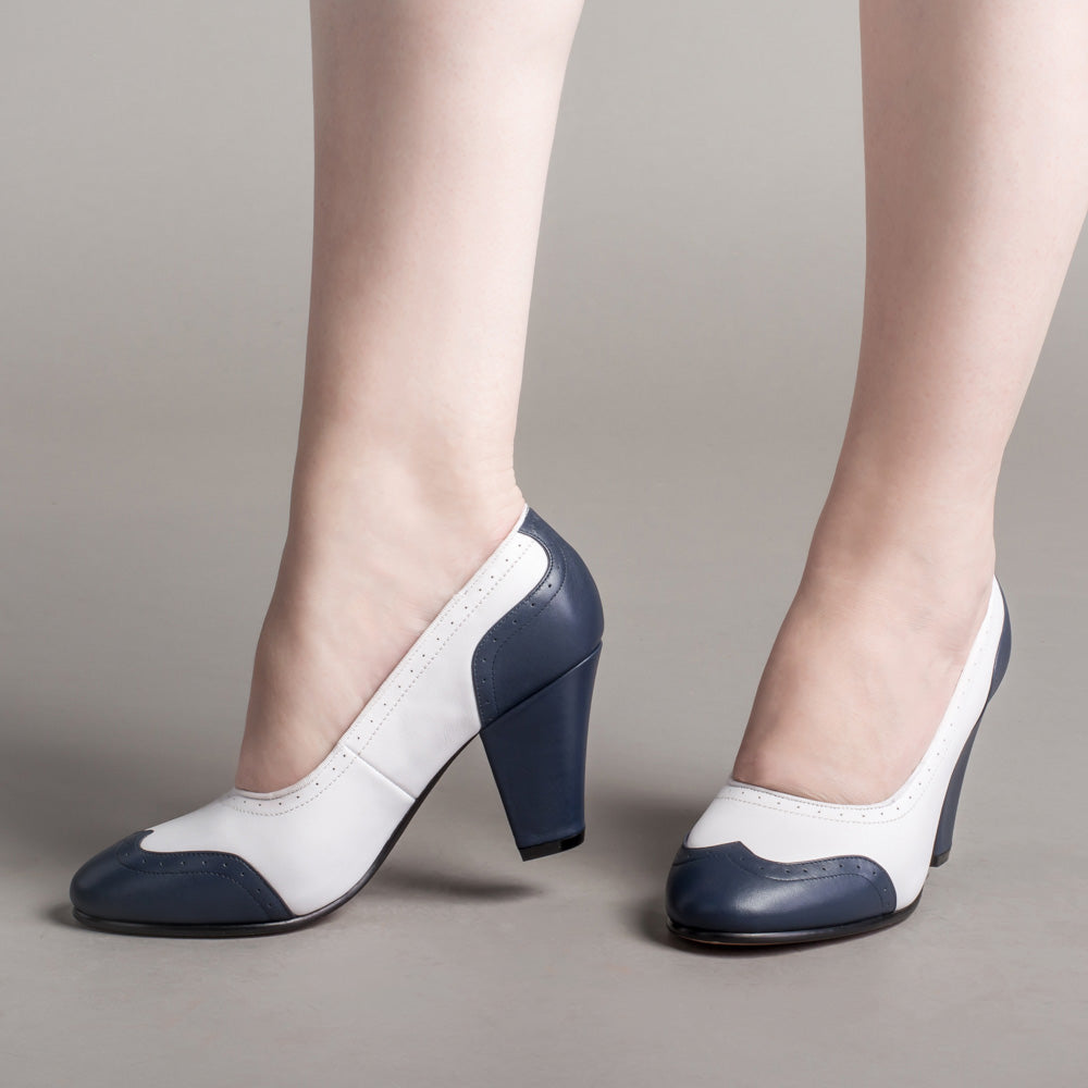 Navy and hotsell white pumps